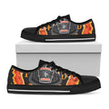Flaming Firefighter Emblem Print Black Low Top Sneakers