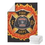 Flaming Firefighter Emblem Print Blanket
