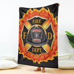 Flaming Firefighter Emblem Print Blanket
