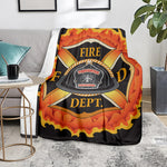 Flaming Firefighter Emblem Print Blanket