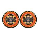 Flaming Firefighter Emblem Print Car Coasters