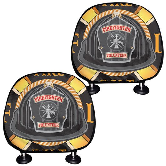 Flaming Firefighter Emblem Print Car Headrest Covers