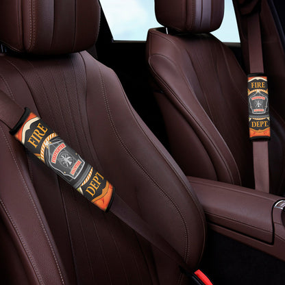 Flaming Firefighter Emblem Print Car Seat Belt Covers