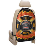 Flaming Firefighter Emblem Print Car Seat Organizers