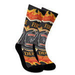 Flaming Firefighter Emblem Print Crew Socks