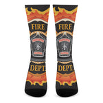Flaming Firefighter Emblem Print Crew Socks