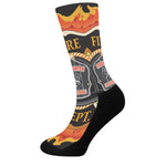Flaming Firefighter Emblem Print Crew Socks