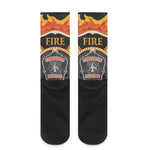 Flaming Firefighter Emblem Print Crew Socks