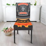 Flaming Firefighter Emblem Print Dining Chair Slipcover