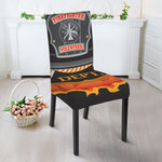 Flaming Firefighter Emblem Print Dining Chair Slipcover