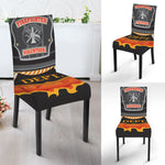 Flaming Firefighter Emblem Print Dining Chair Slipcover