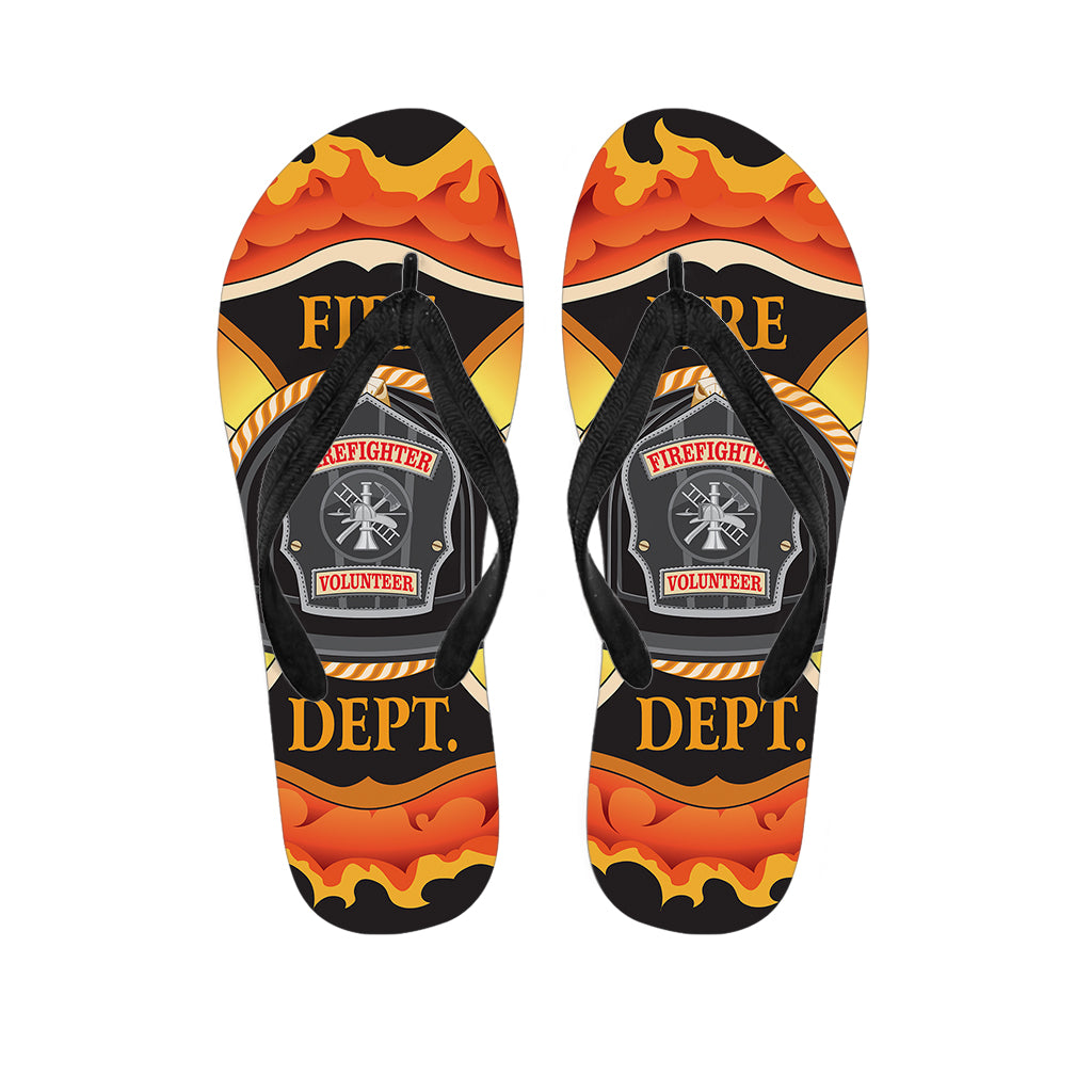 Flaming Firefighter Emblem Print Flip Flops