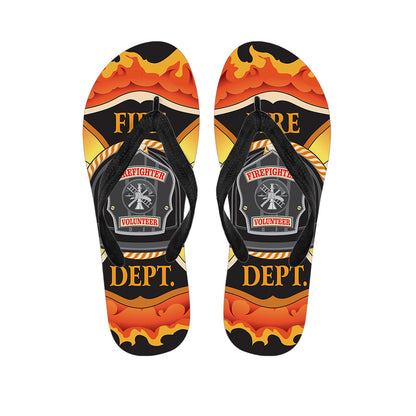 Flaming Firefighter Emblem Print Flip Flops