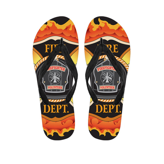 Flaming Firefighter Emblem Print Flip Flops