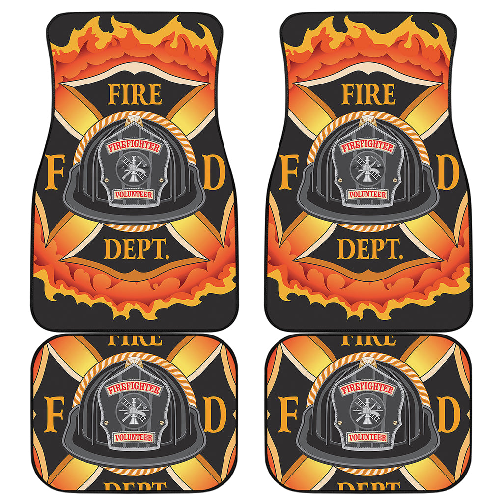 Flaming Firefighter Emblem Print Front and Back Car Floor Mats
