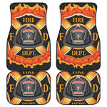 Flaming Firefighter Emblem Print Front and Back Car Floor Mats
