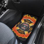 Flaming Firefighter Emblem Print Front and Back Car Floor Mats