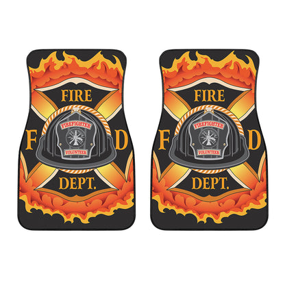 Flaming Firefighter Emblem Print Front Car Floor Mats
