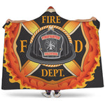Flaming Firefighter Emblem Print Hooded Blanket