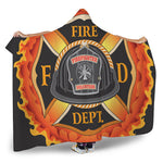 Flaming Firefighter Emblem Print Hooded Blanket