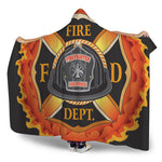 Flaming Firefighter Emblem Print Hooded Blanket