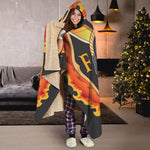 Flaming Firefighter Emblem Print Hooded Blanket