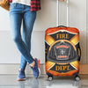 Flaming Firefighter Emblem Print Luggage Cover
