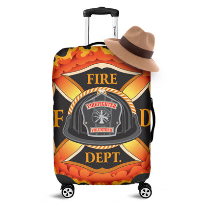 Flaming Firefighter Emblem Print Luggage Cover