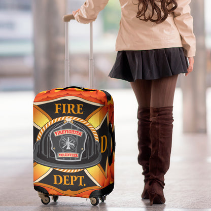 Flaming Firefighter Emblem Print Luggage Cover