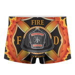 Flaming Firefighter Emblem Print Men's Boxer Briefs