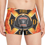 Flaming Firefighter Emblem Print Men's Boxer Briefs