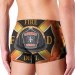 Flaming Firefighter Emblem Print Men's Boxer Briefs