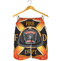 Flaming Firefighter Emblem Print Men's Shorts