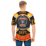 Flaming Firefighter Emblem Print Men's T-Shirt