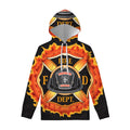 Flaming Firefighter Emblem Print Pullover Hoodie