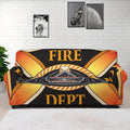 Flaming Firefighter Emblem Print Sofa Cover