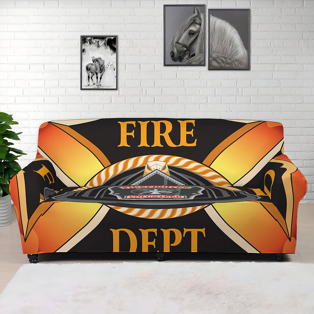 Flaming Firefighter Emblem Print Sofa Cover