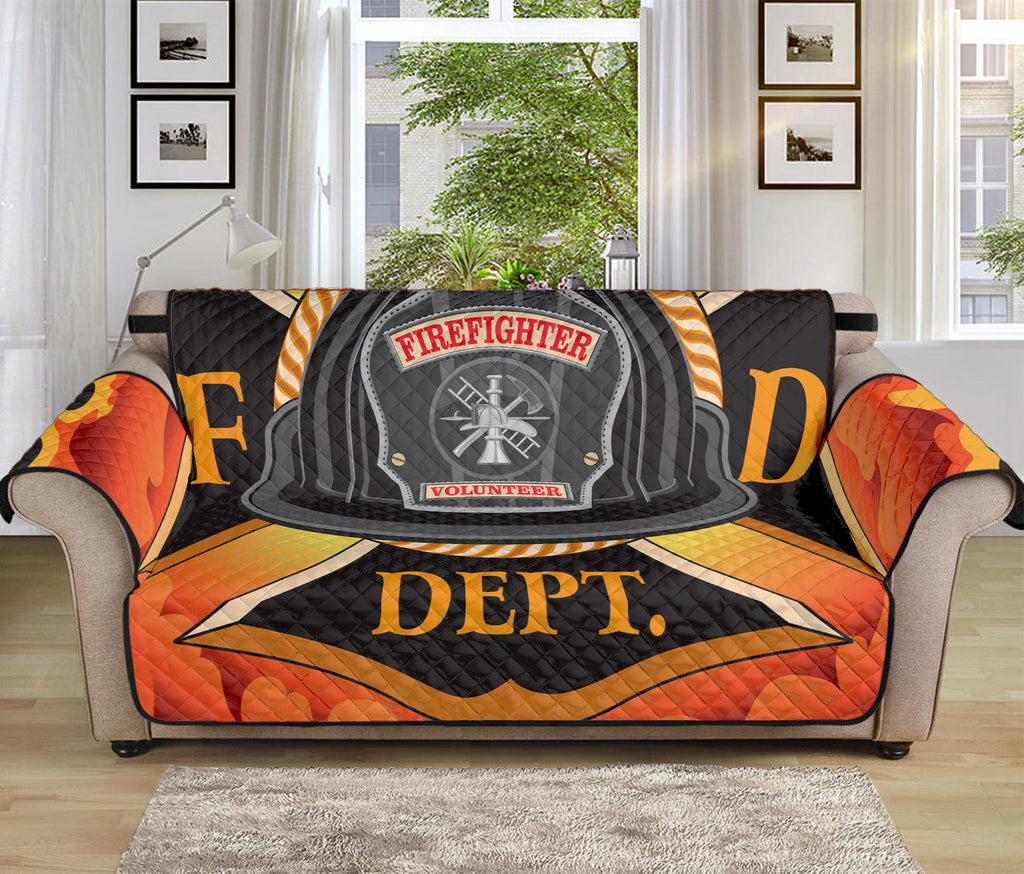 Flaming Firefighter Emblem Print Sofa Protector