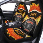 Flaming Firefighter Emblem Print Universal Fit Car Seat Covers
