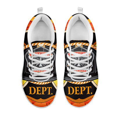 Flaming Firefighter Emblem Print White Sneakers