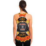 Flaming Firefighter Emblem Print Women's Racerback Tank Top