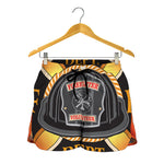 Flaming Firefighter Emblem Print Women's Shorts