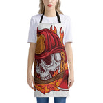 Flaming Firefighter Skull Print Apron