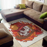 Flaming Firefighter Skull Print Area Rug