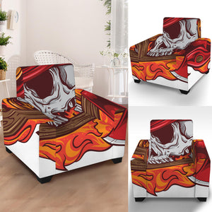 Flaming Firefighter Skull Print Armchair Slipcover