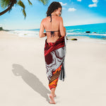 Flaming Firefighter Skull Print Beach Sarong Wrap