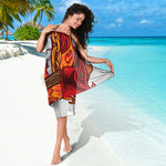 Flaming Firefighter Skull Print Beach Sarong Wrap