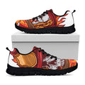 Flaming Firefighter Skull Print Black Running Shoes