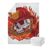 Flaming Firefighter Skull Print Blanket