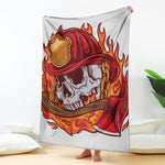 Flaming Firefighter Skull Print Blanket